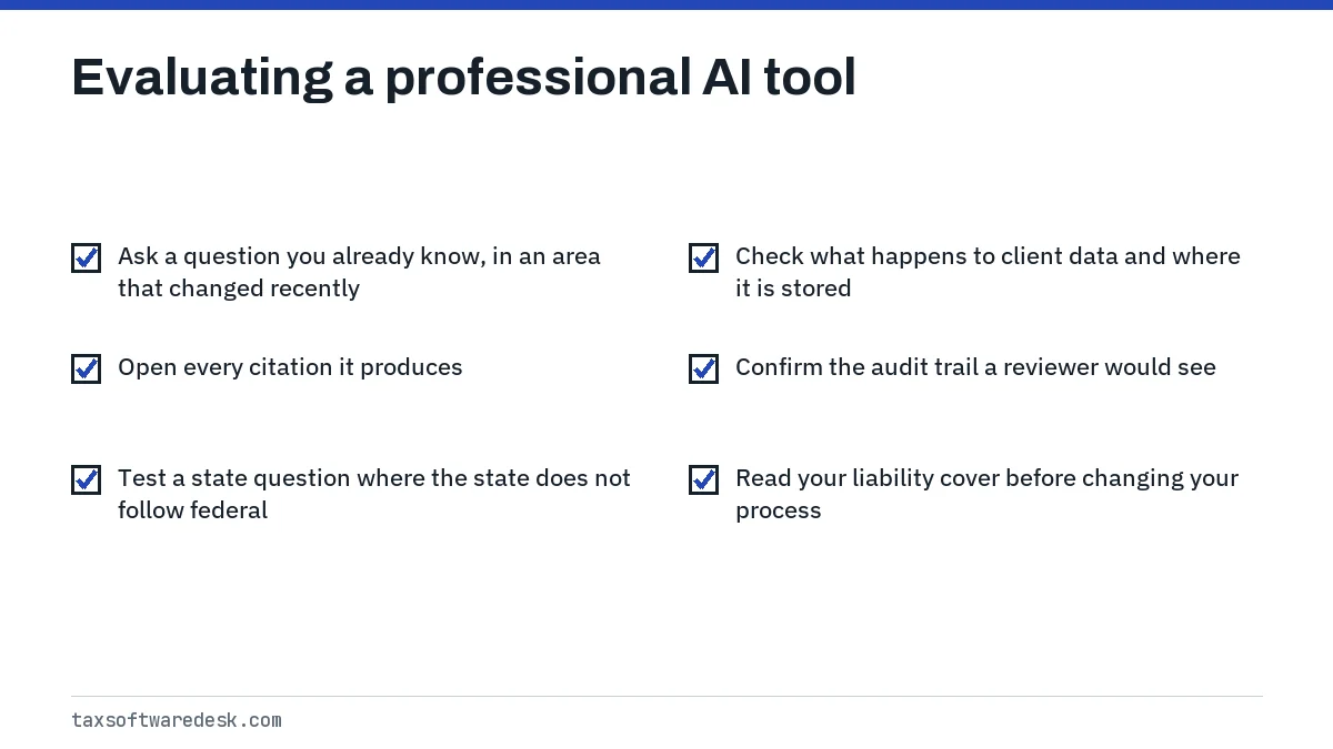 Evaluating a professional AI tool