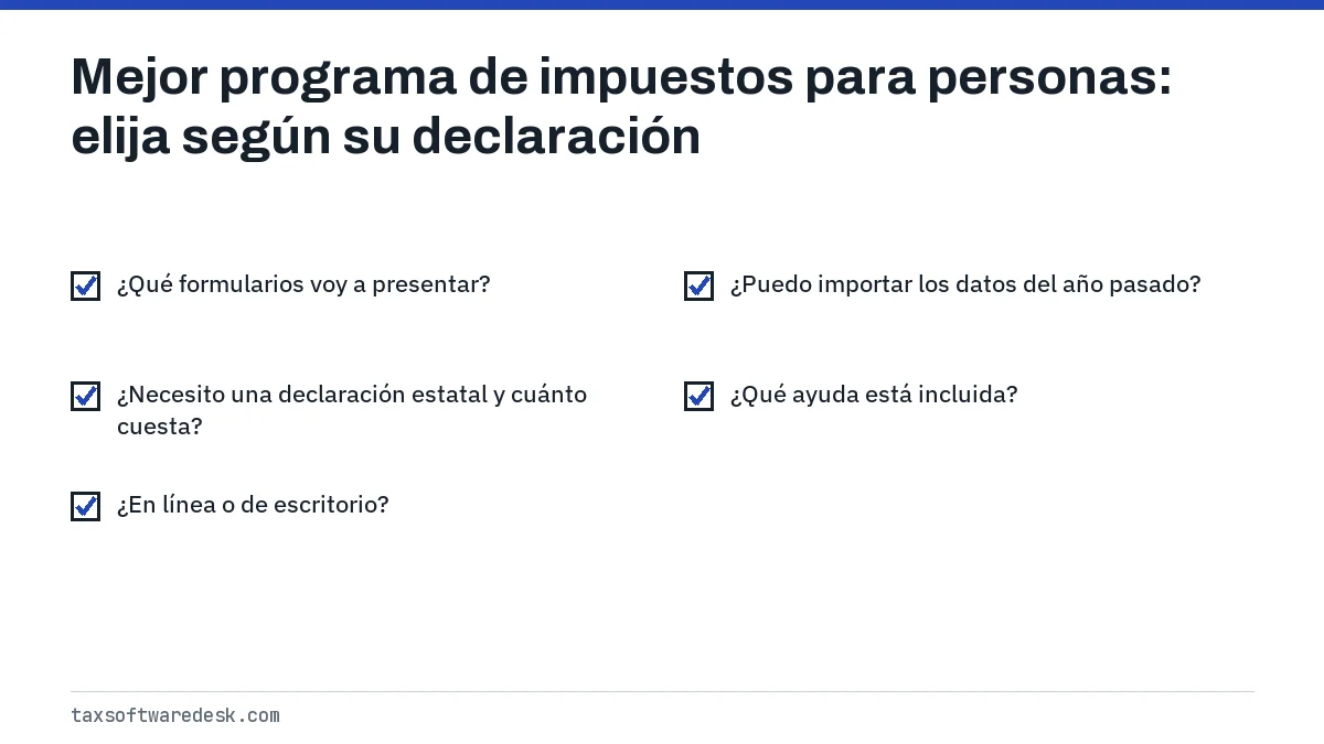 Mejor programa de impuestos para personas: elija según su declaración