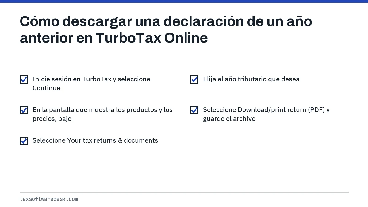 Cómo descargar una declaración de un año anterior en TurboTax Online