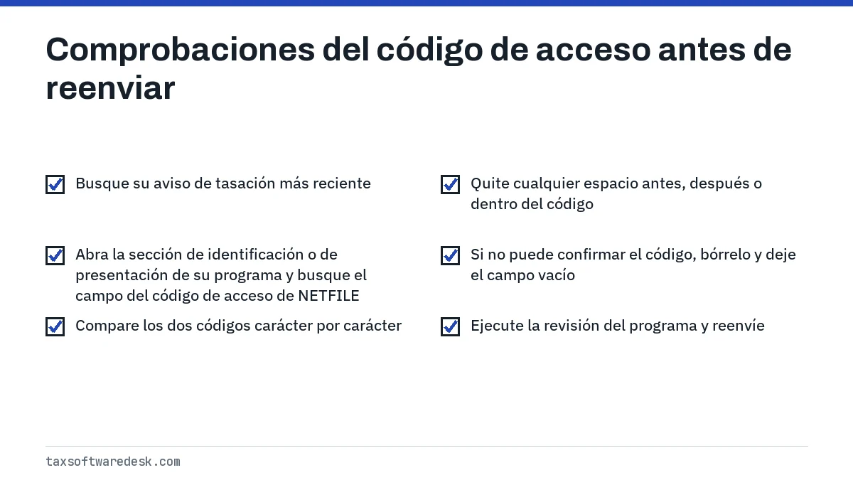 Comprobaciones del código de acceso antes de reenviar
