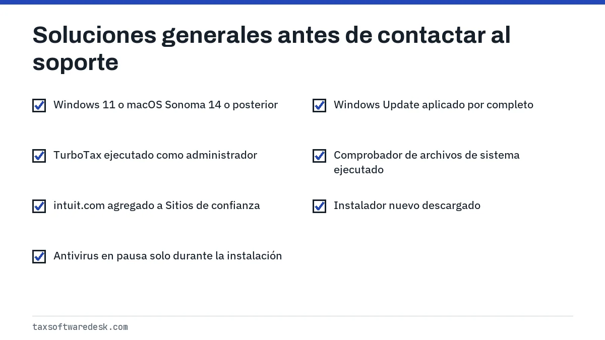 Soluciones generales antes de contactar al soporte