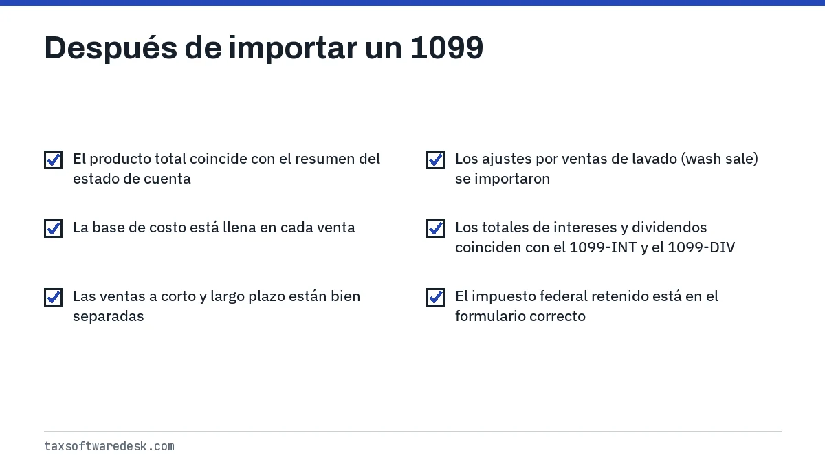 Después de importar un 1099