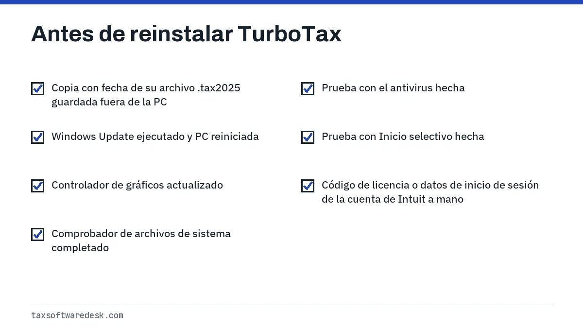 Antes de reinstalar TurboTax