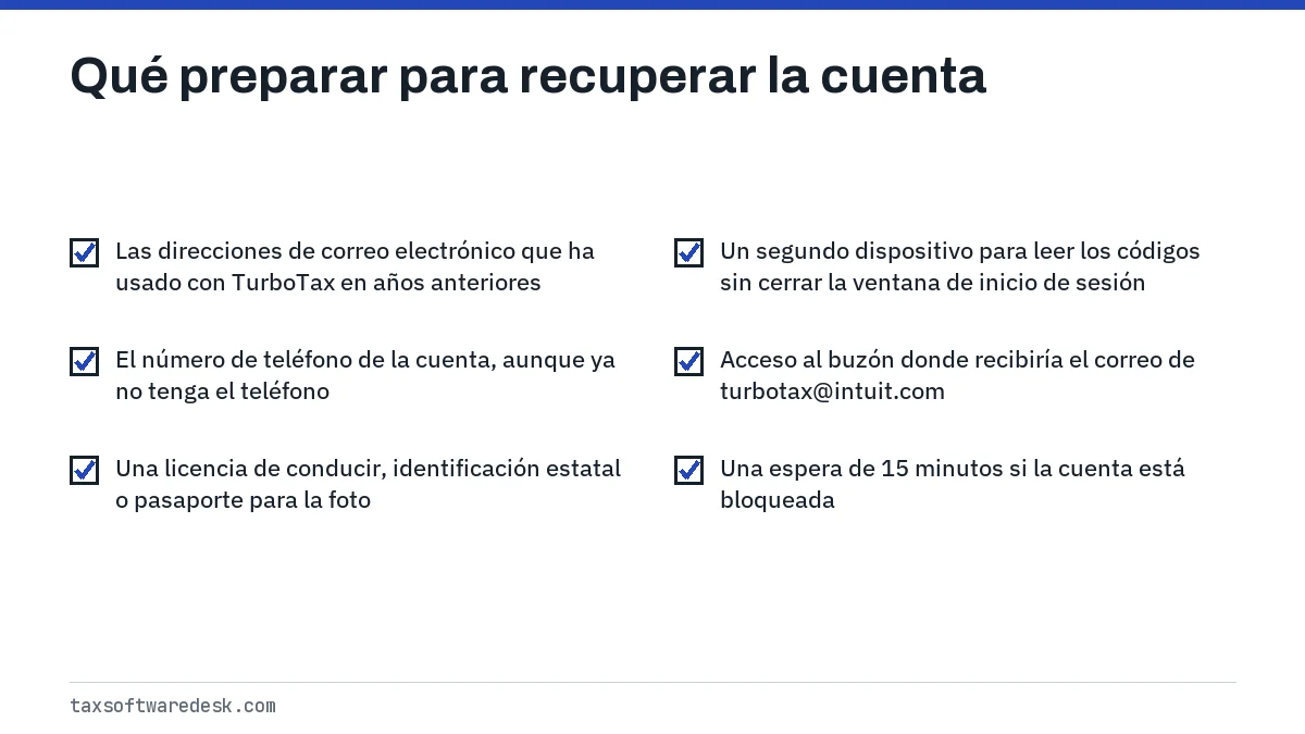 Qué preparar para recuperar la cuenta