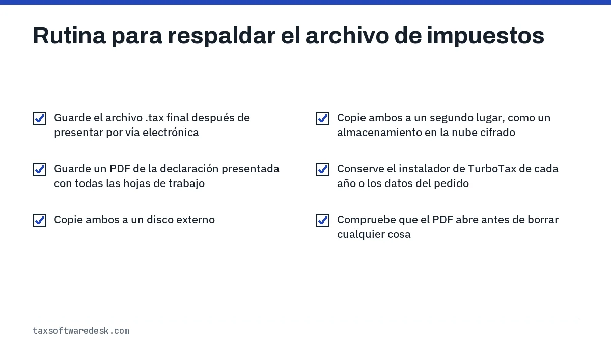 Rutina para respaldar el archivo de impuestos