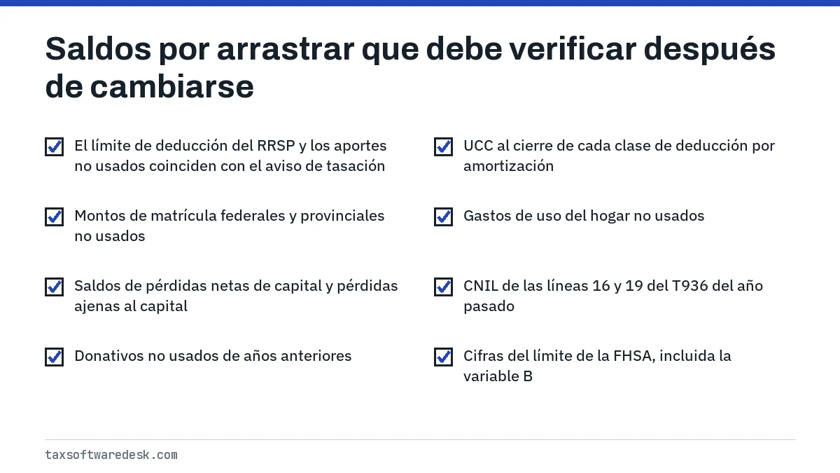 Saldos por arrastrar que debe verificar después de cambiarse