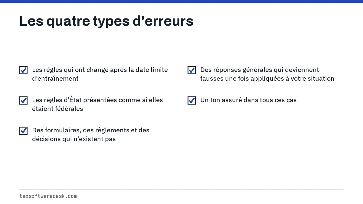 Les quatre types d'erreurs