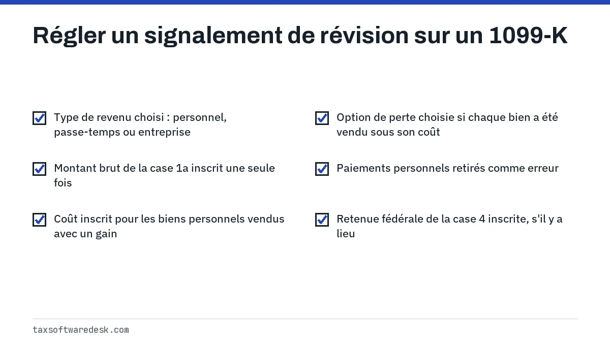Régler un signalement de révision sur un 1099-K