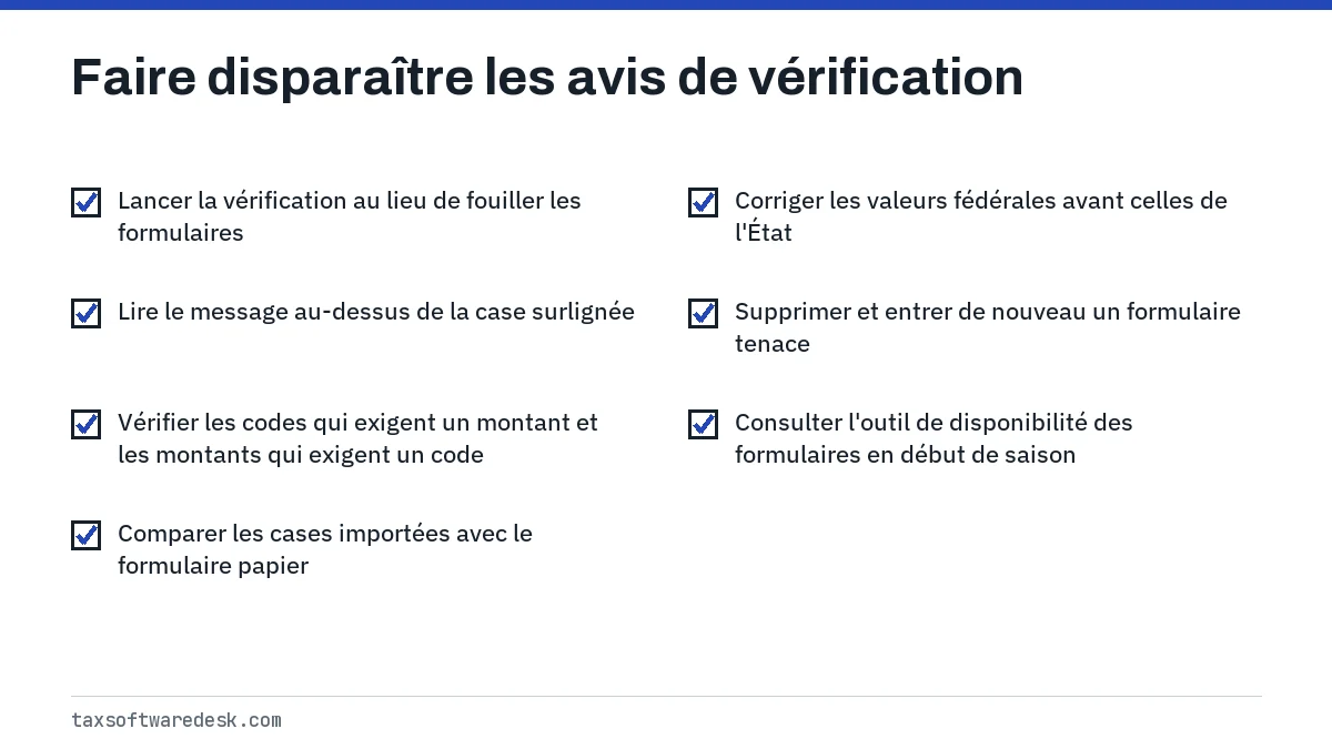 Faire disparaître les avis de vérification