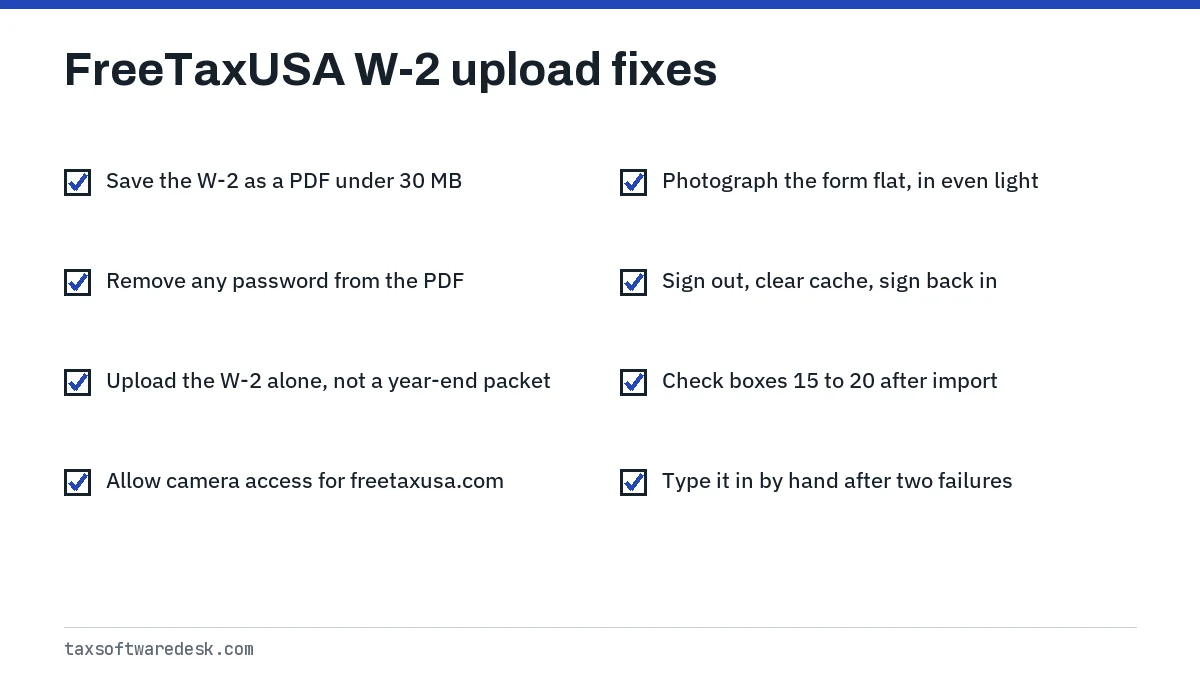 FreeTaxUSA W-2 upload fixes