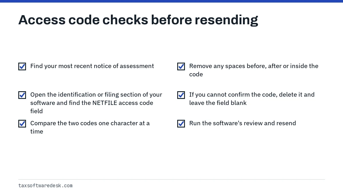 Access code checks before resending