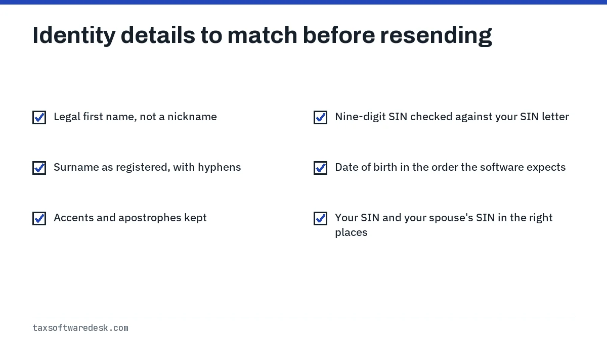 Identity details to match before resending