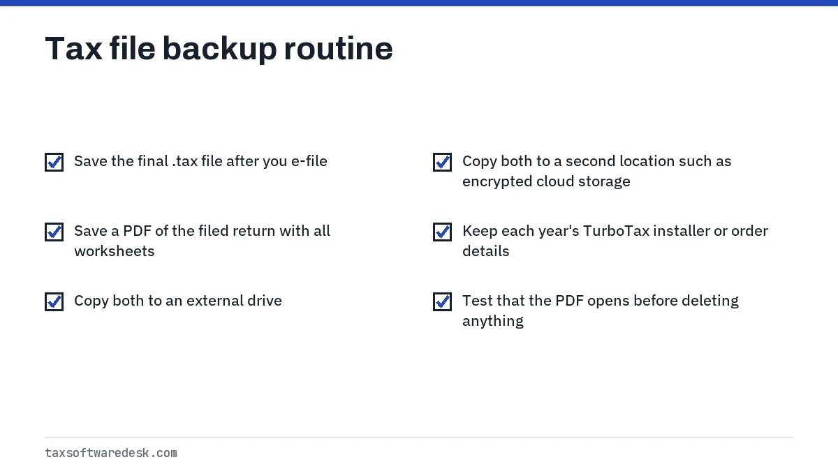 Tax file backup routine