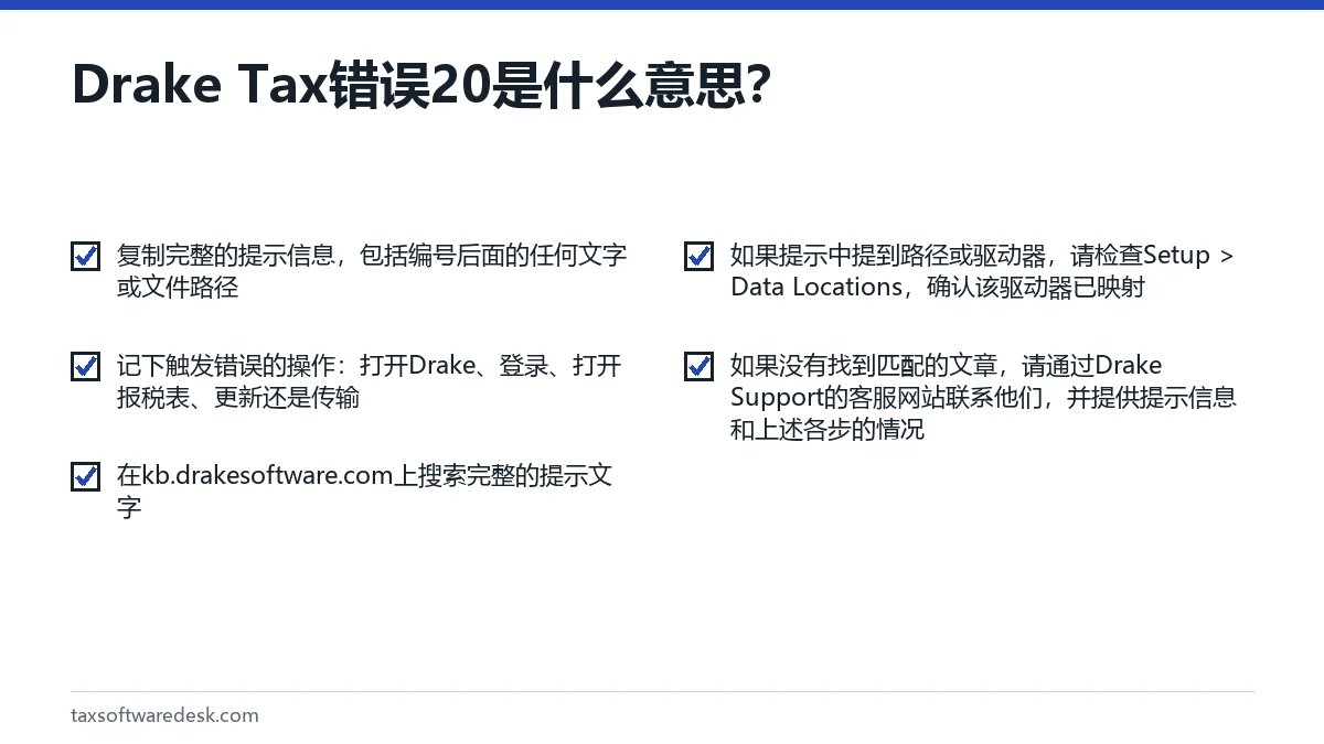 Drake Tax 错误20是什么意思？