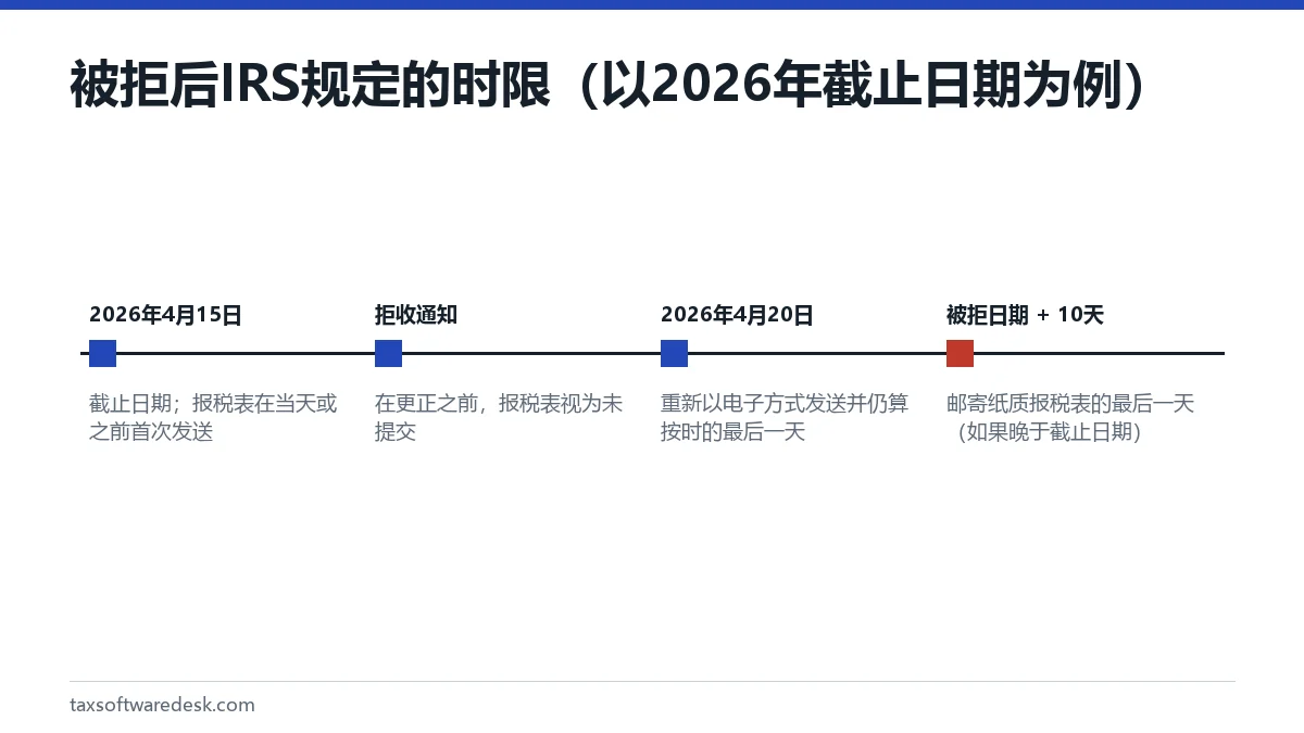 被拒后 IRS 规定的时限（以2026年截止日期为例）