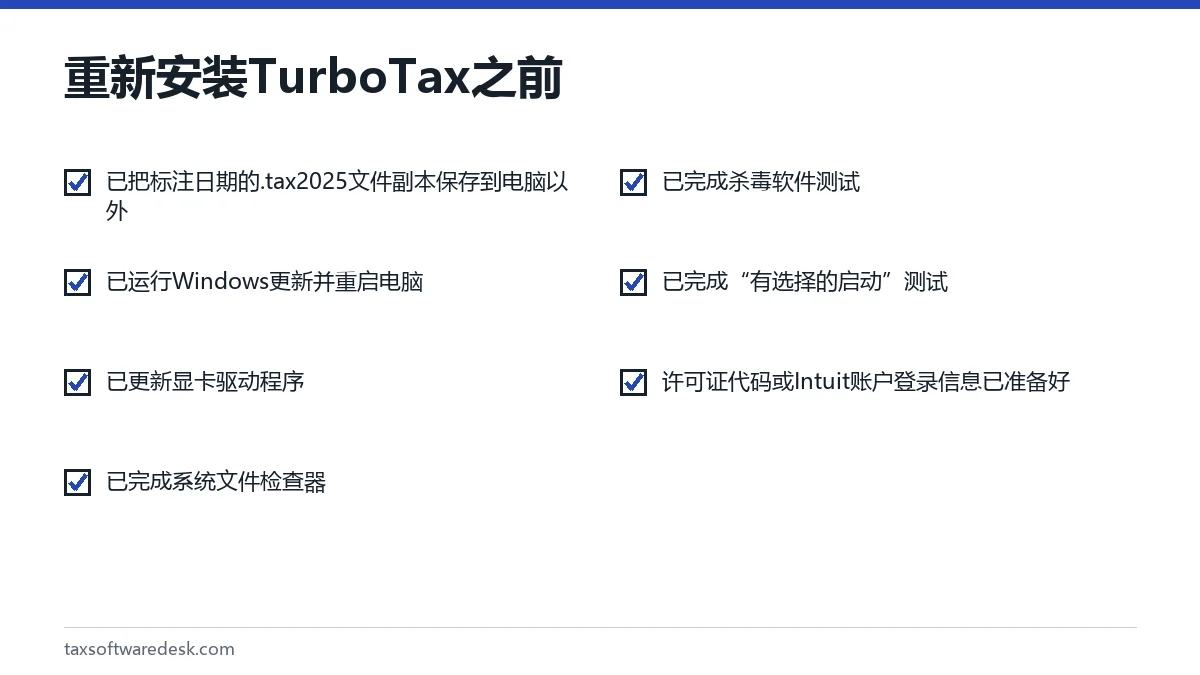 重新安装TurboTax之前