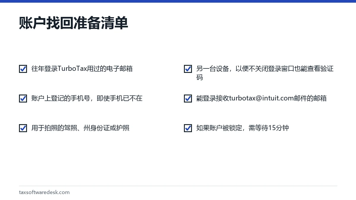 账户找回准备清单